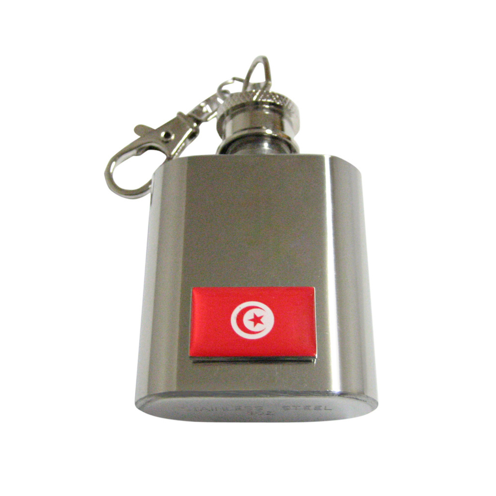 Tunisia Country Flag Keychain Flask - image 1